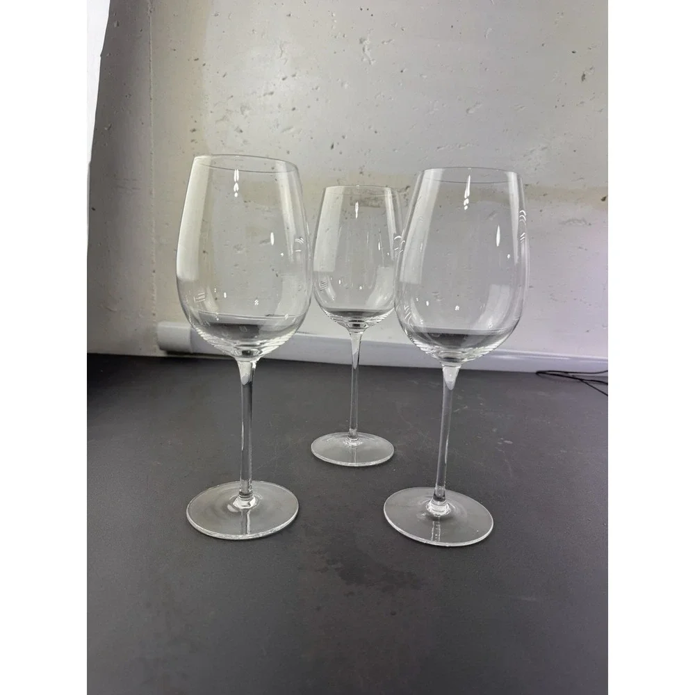 Set of 3 Clear Glass‎ Wine Glasses Tall Stemware Elegant Drinkware